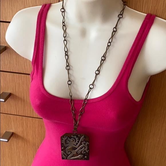 Casa Maya mixed metal hammered necklace brass - Picture 2 of 7